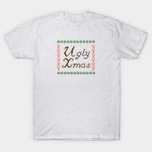 Ugly Xmas writing knitted design T-Shirt